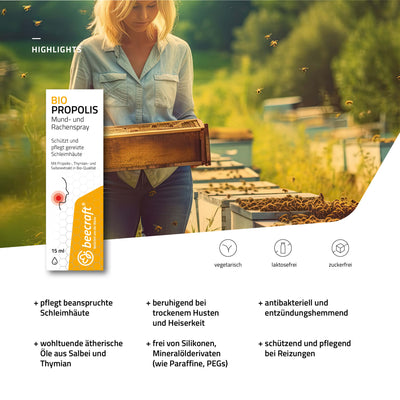 beecraft Propolis BIO Mund- und Rachenspray, 15 ml
