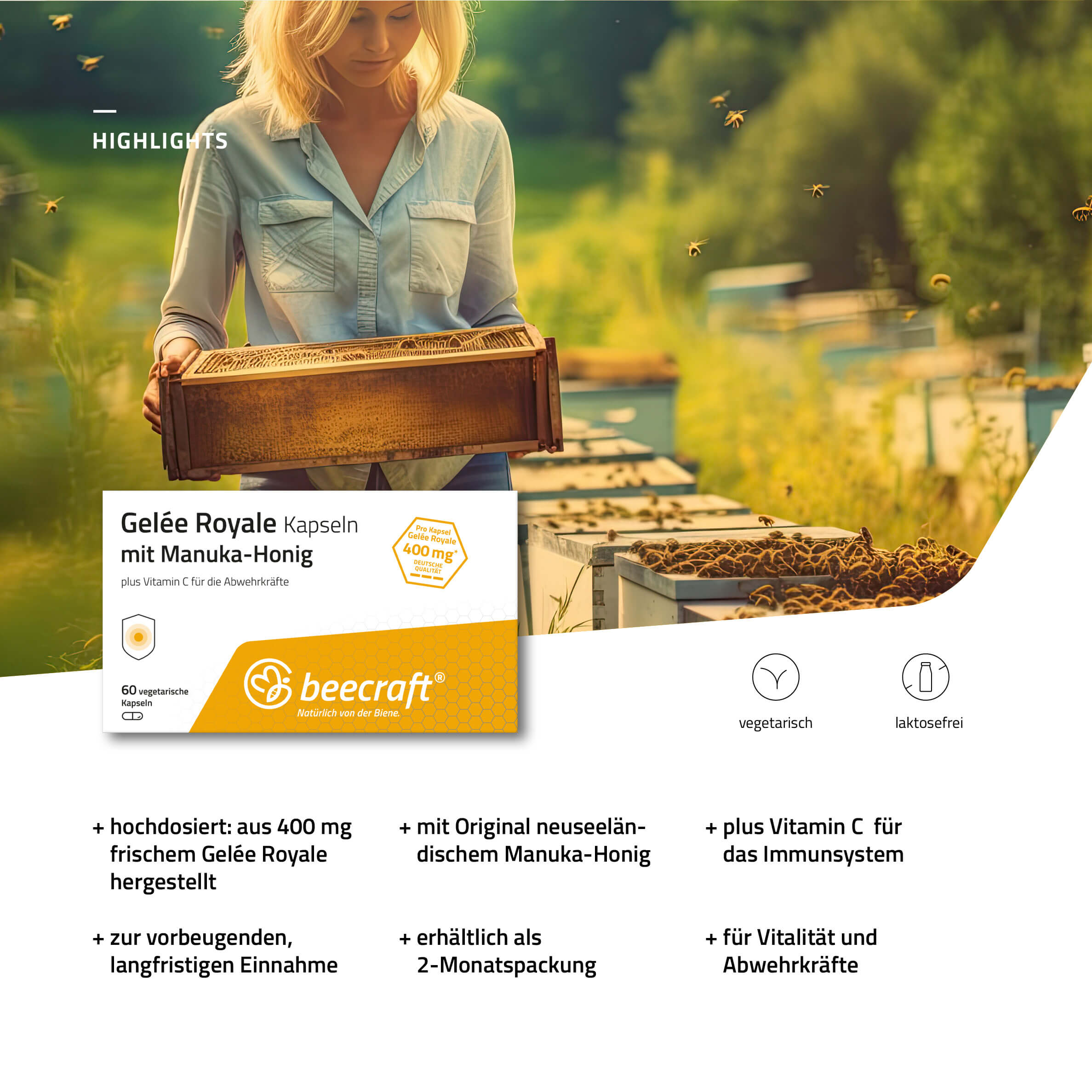 beecraft Gelée Royale mit Manuka-Honig, 60 Kapseln