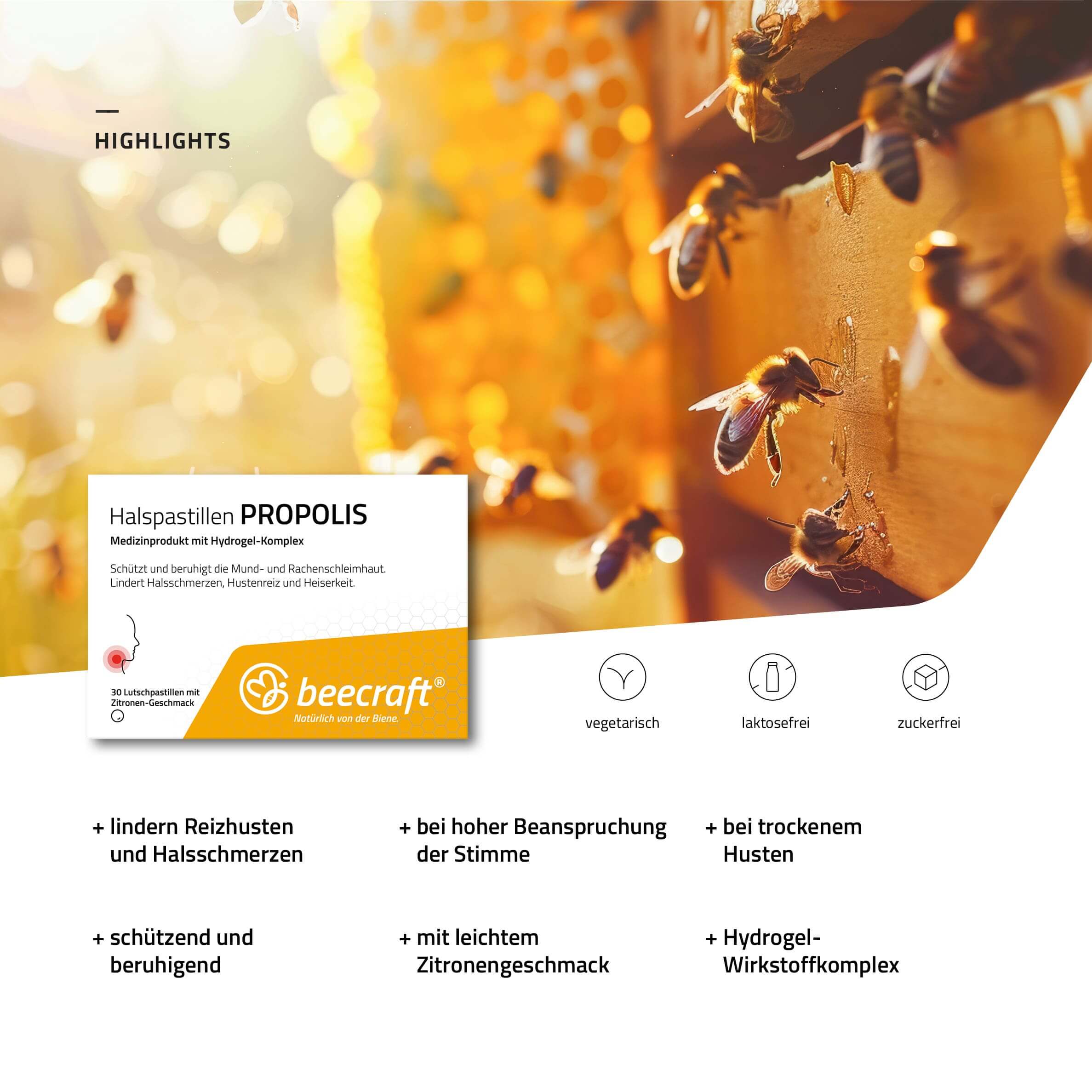 beecraft Halspastillen Propolis, 30 Stück