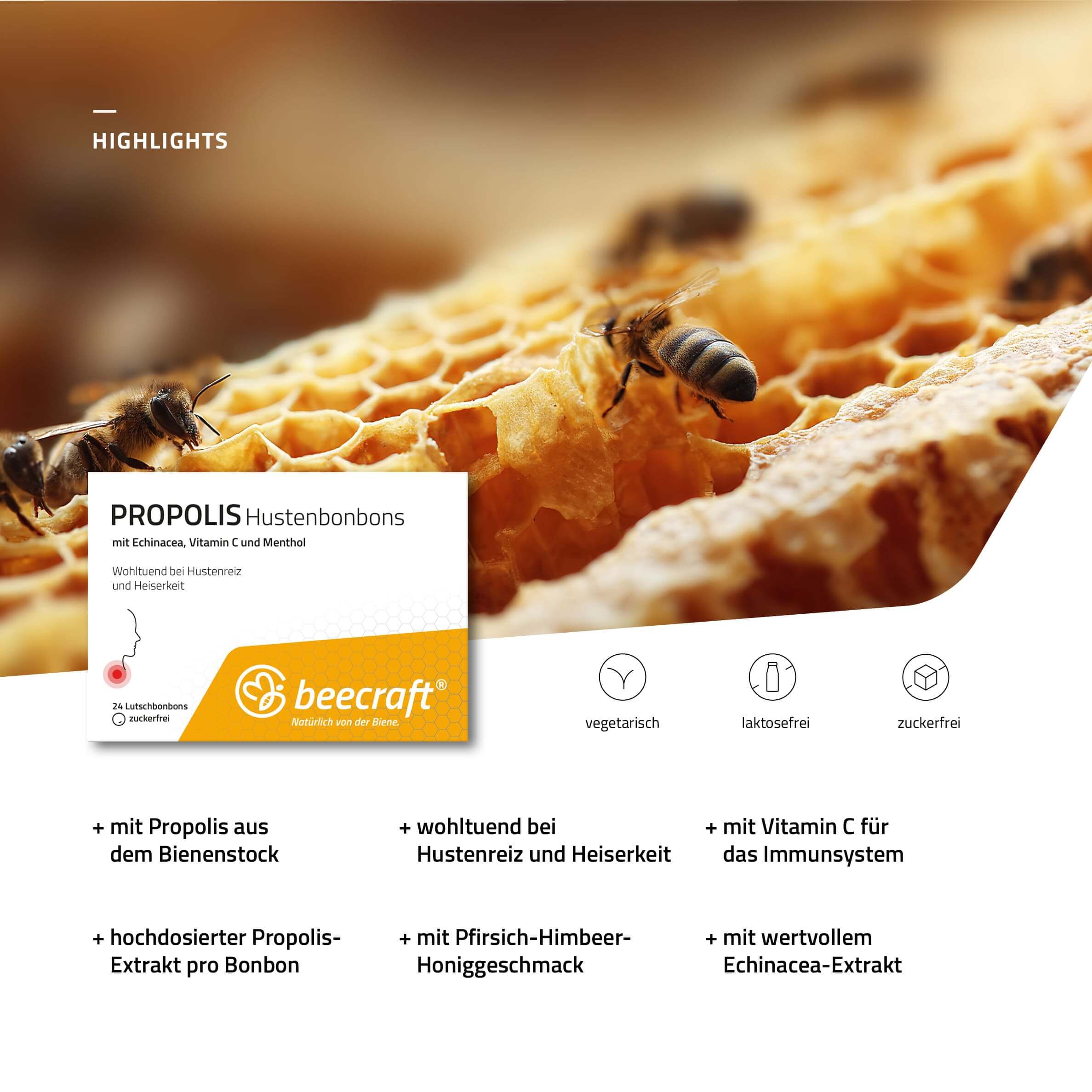 beecraft Propolis Hustenbonbons, 24 Stück